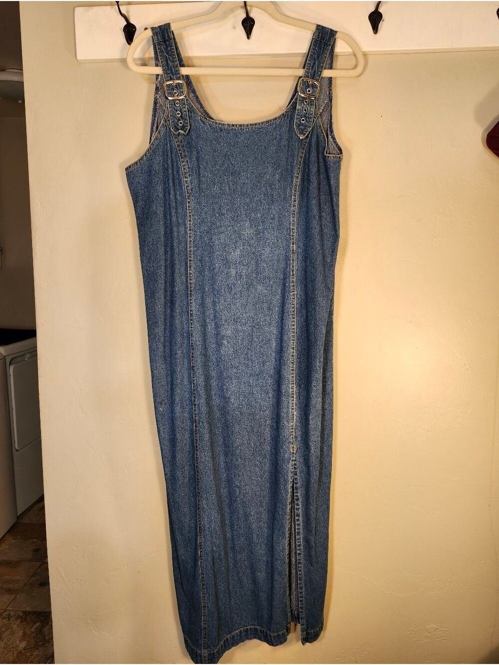 Denim Overall Vintage Maxi Dress - Blue